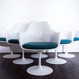 SET OF 6 TULIP ARMCHAIRS WITH SWIVEL BASE BY E. SAARINEN